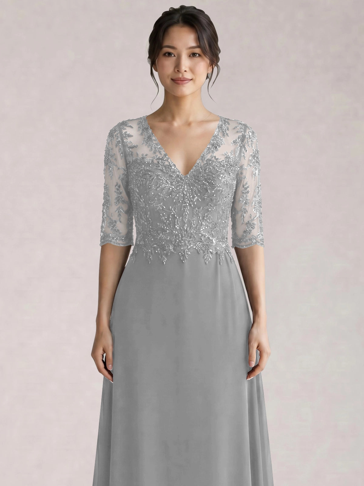 Lace Mother of the Bride Dress with Half Sleeves