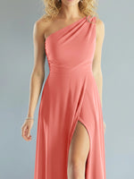 One-Shoulder Bridesmaid Dress with Slit