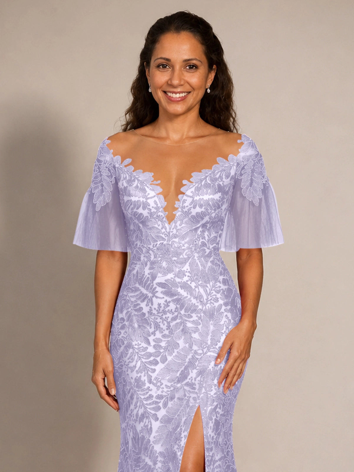 Mermaid Mother of the Bride Dress with V-neck 