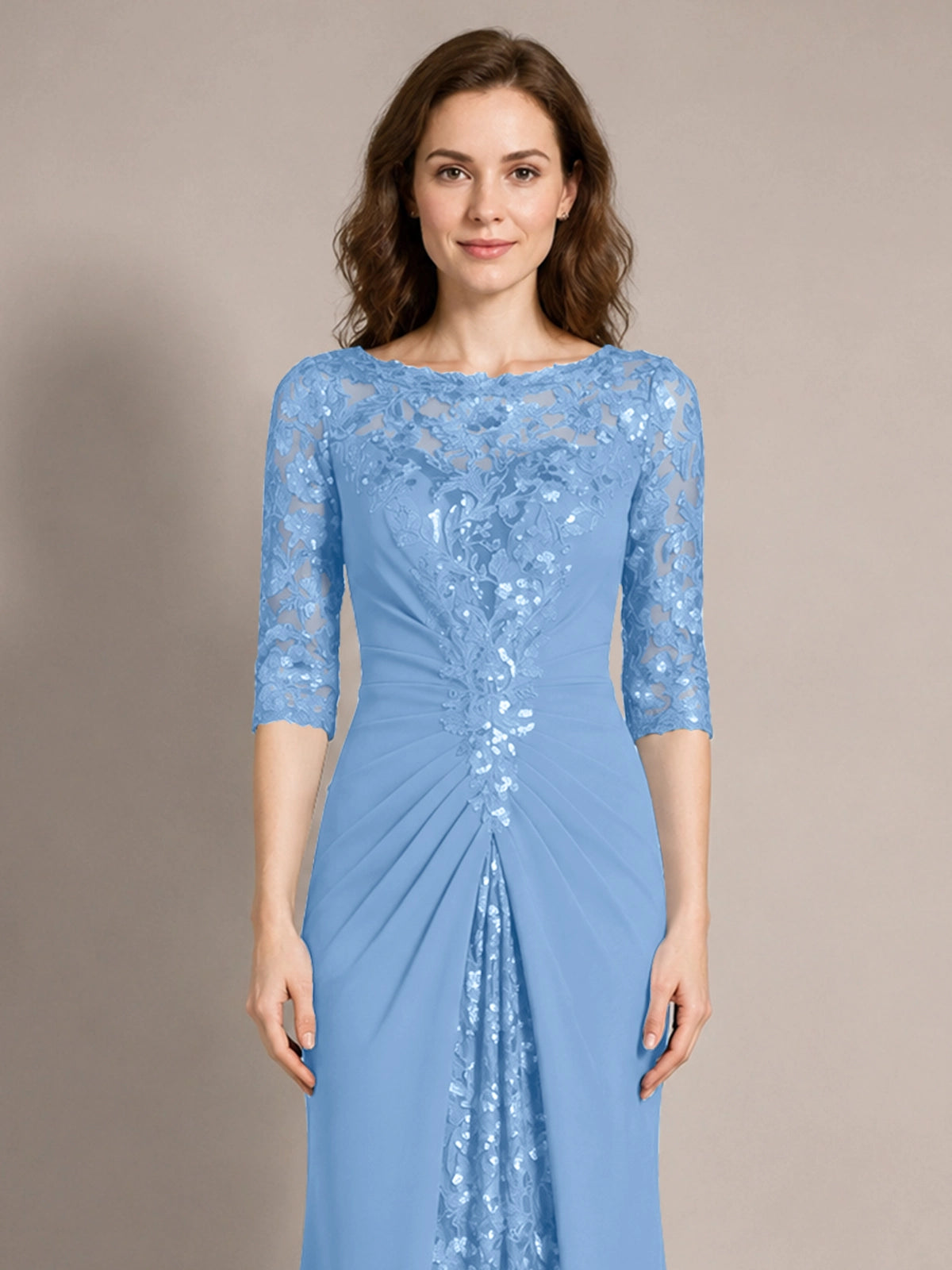Lace Mother of the Bride Dress with Applique 