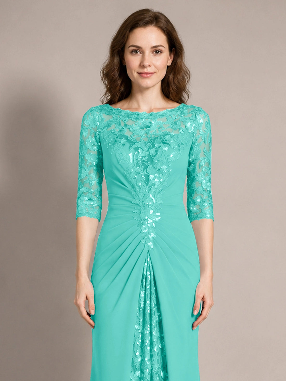 Lace Mother of the Bride Dress with Applique 