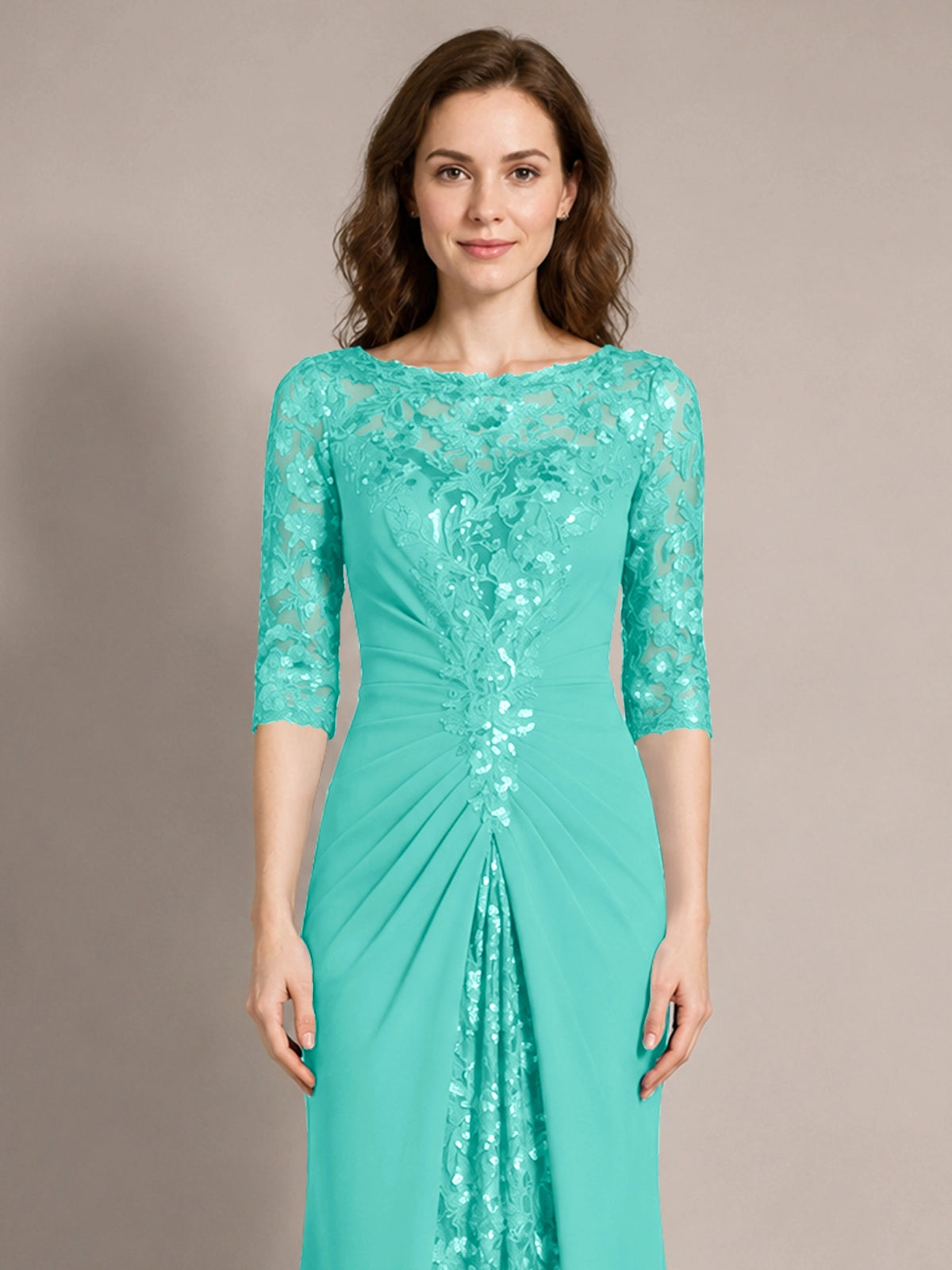 Lace Mother of the Bride Dress with Applique 