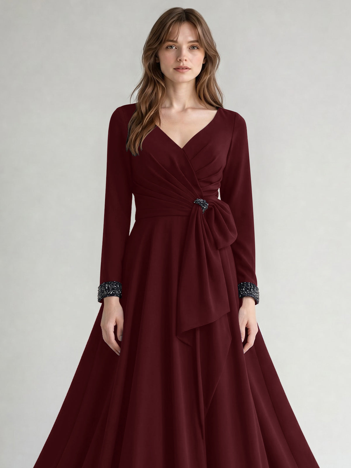 Stretch Satin Mother of the Bride Dress with Crystal