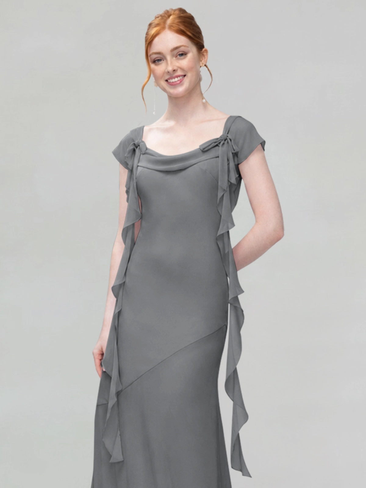 Flowy Ruffle Sheath Bridesmaid Dress 