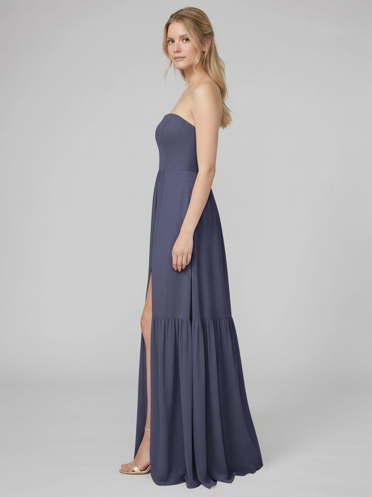 Strapless Bridesmaid Dress with Slit 