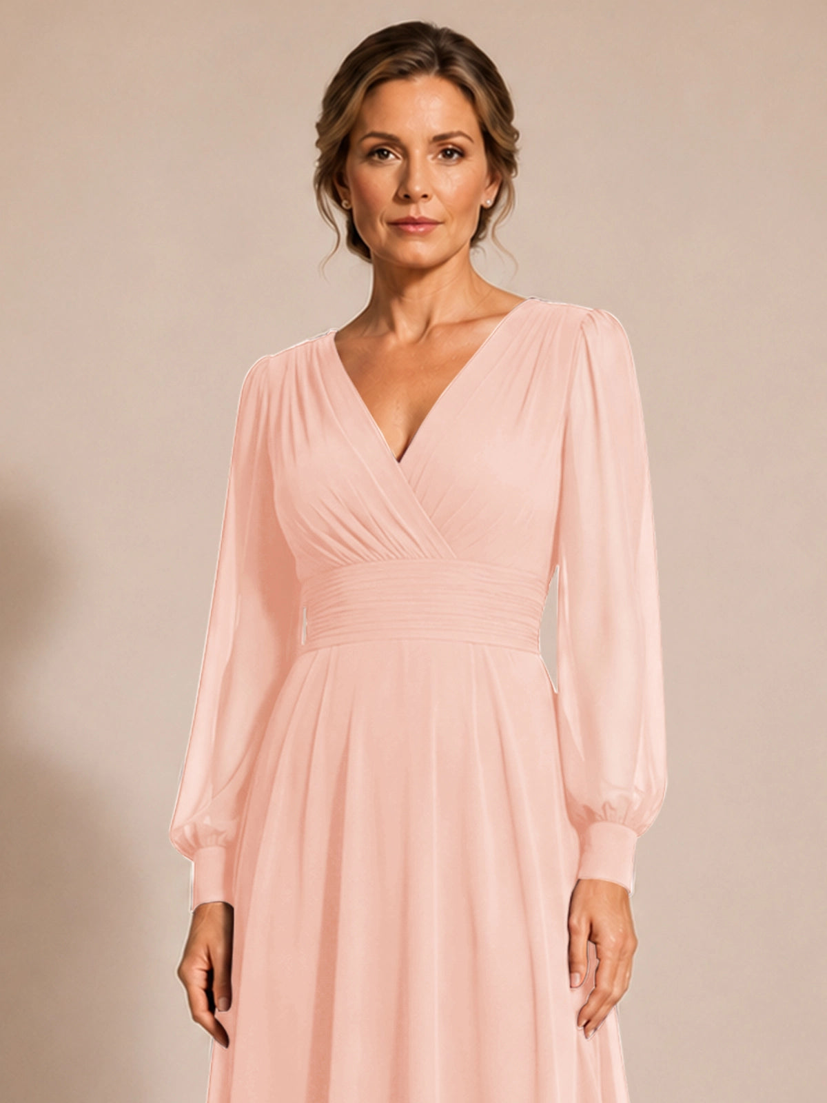 Chiffon Mother of the Bride Dress with Long Sleeves 
