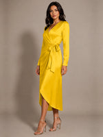 Silk-like Mother of the Bride Dress with Self-Tie Sash 