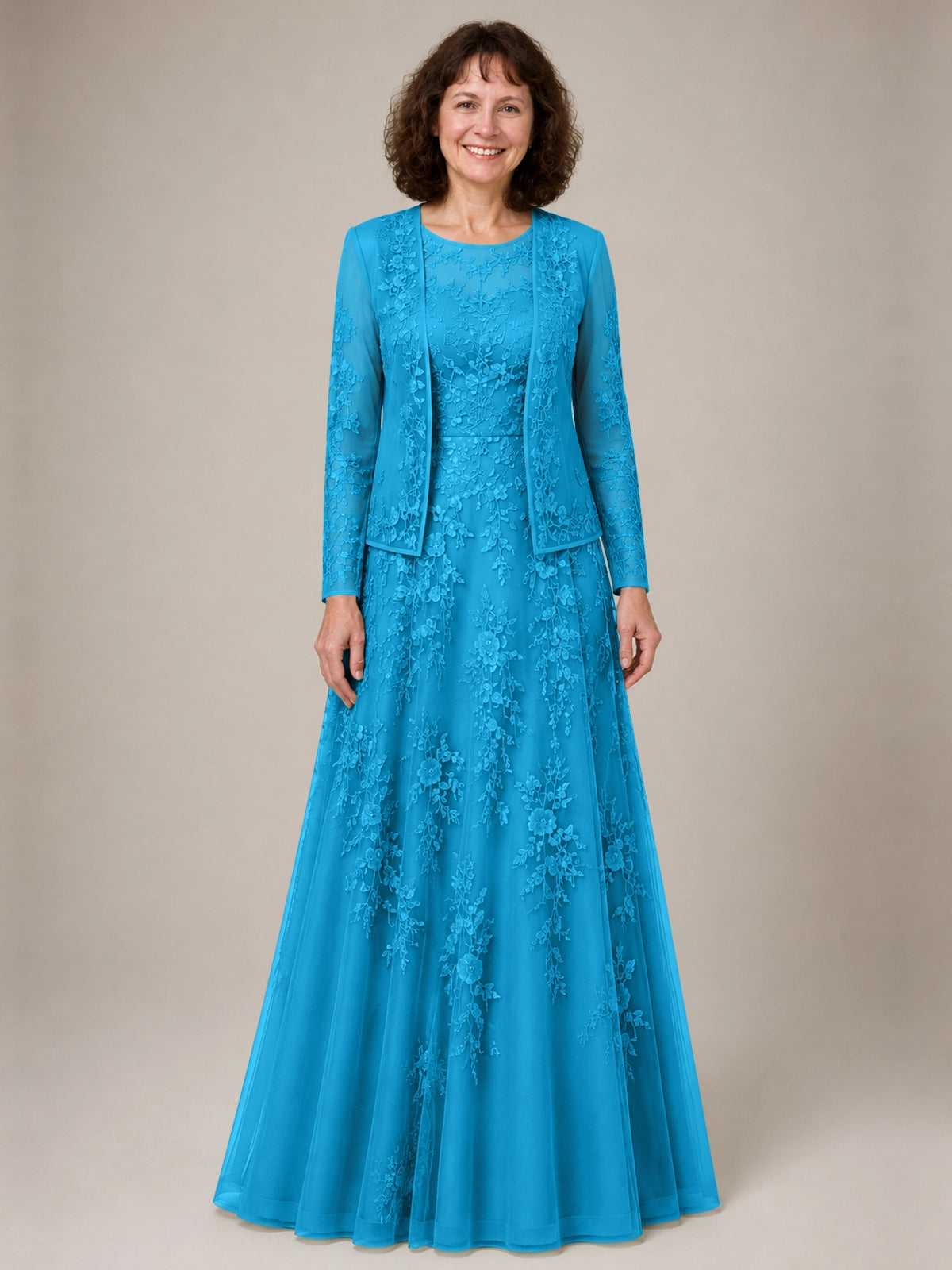 A-line Mother of the Bride Dress with Lace 