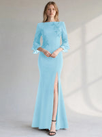 Chiffon Mother of the Bride Dress with 3/4 Sleeves