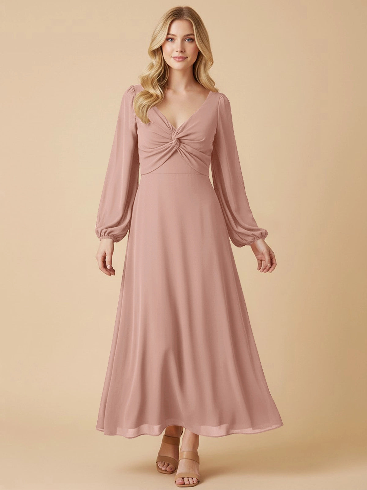 A-line Bridesmaid Dress with Long Sleeves 
