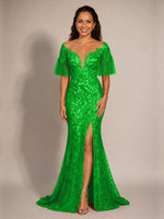 Mermaid Mother of the Bride Dress with V-neck 