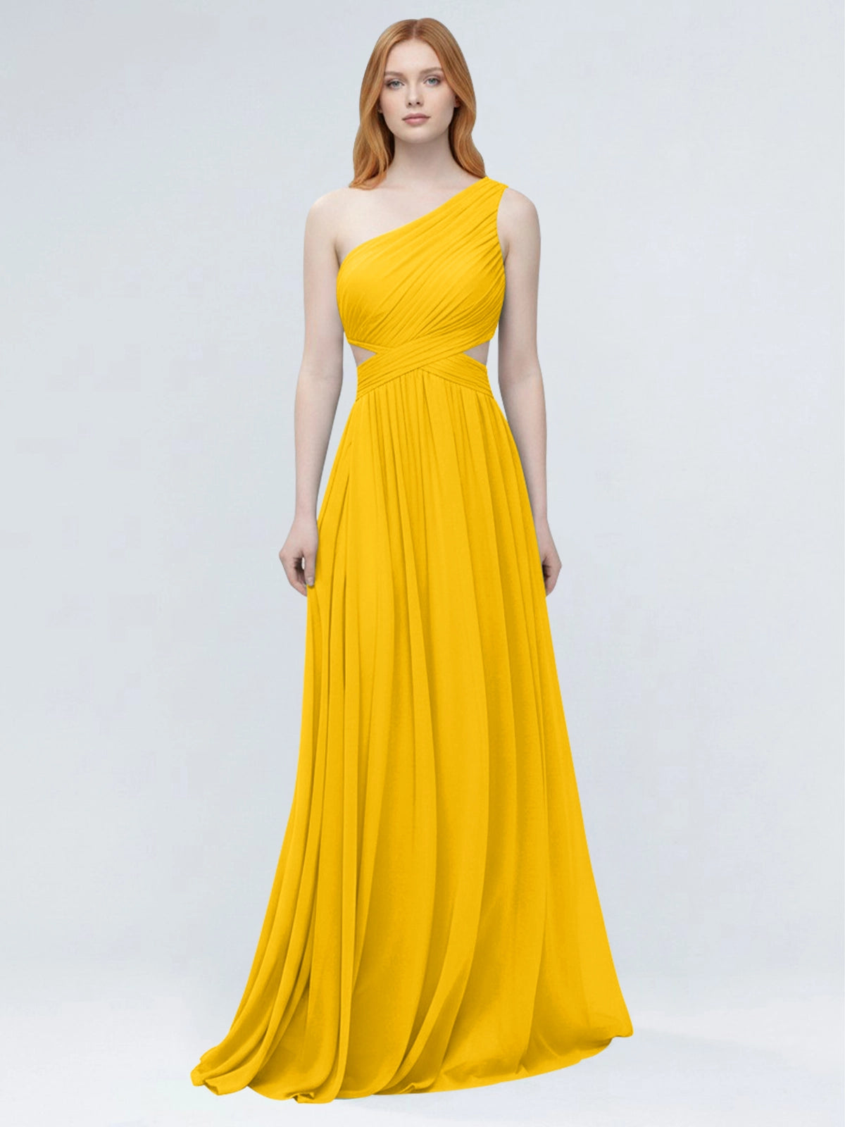 One-Shoulder Side Cut-Out Bridesmaid Dress 