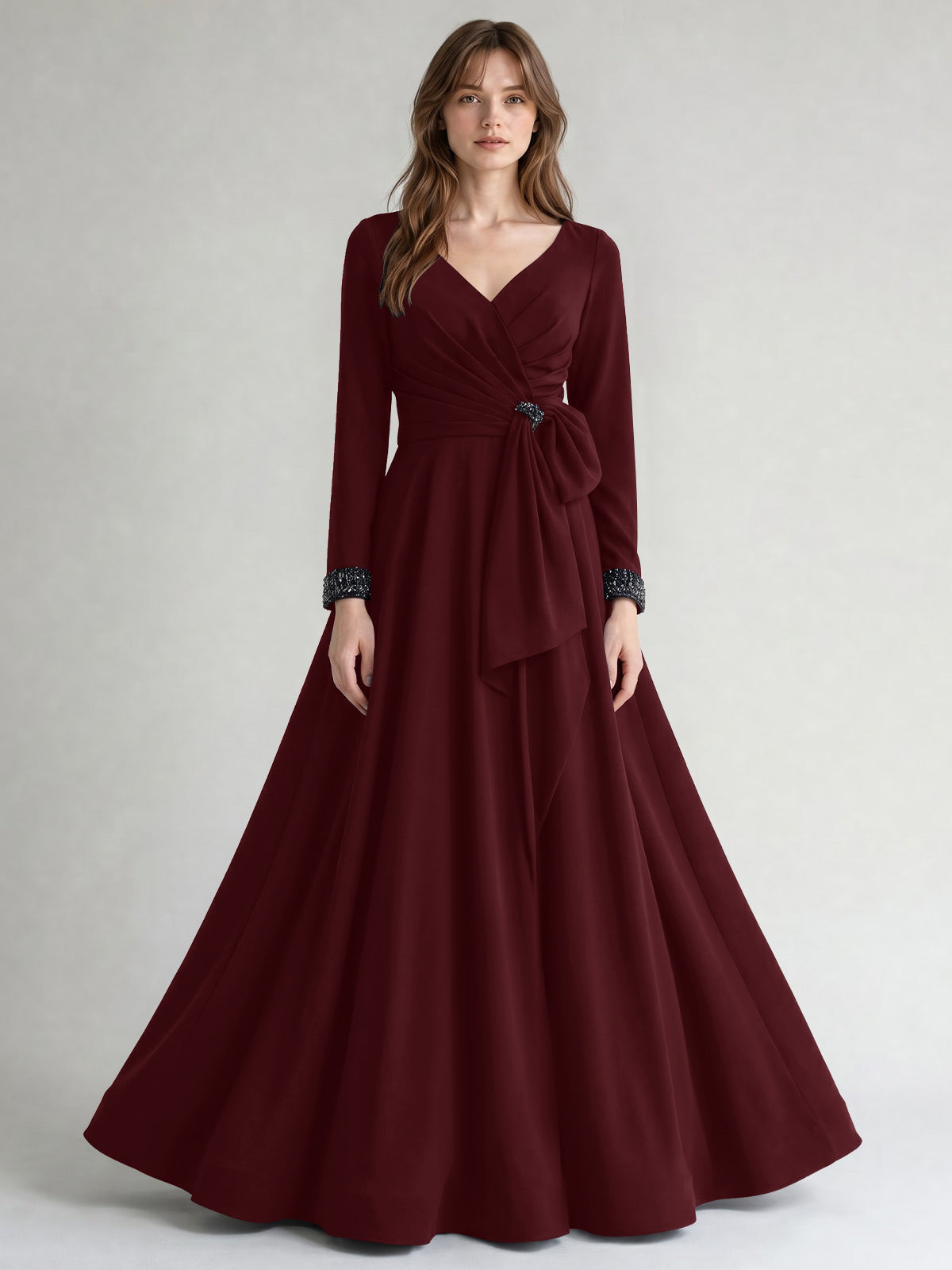 Stretch Satin Mother of the Bride Dress with Crystal