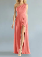 One-Shoulder Bridesmaid Dress with Slit