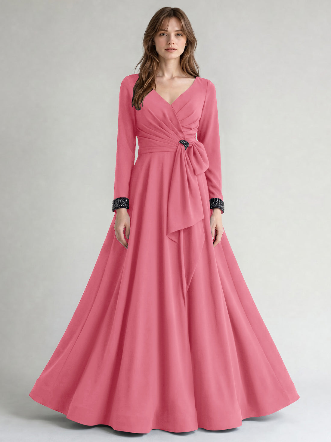 Stretch Satin Mother of the Bride Dress with Crystal