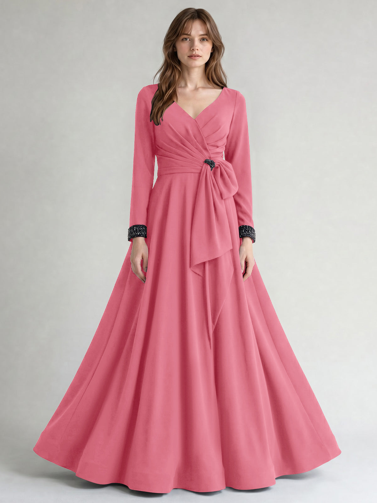 Stretch Satin Mother of the Bride Dress with Crystal