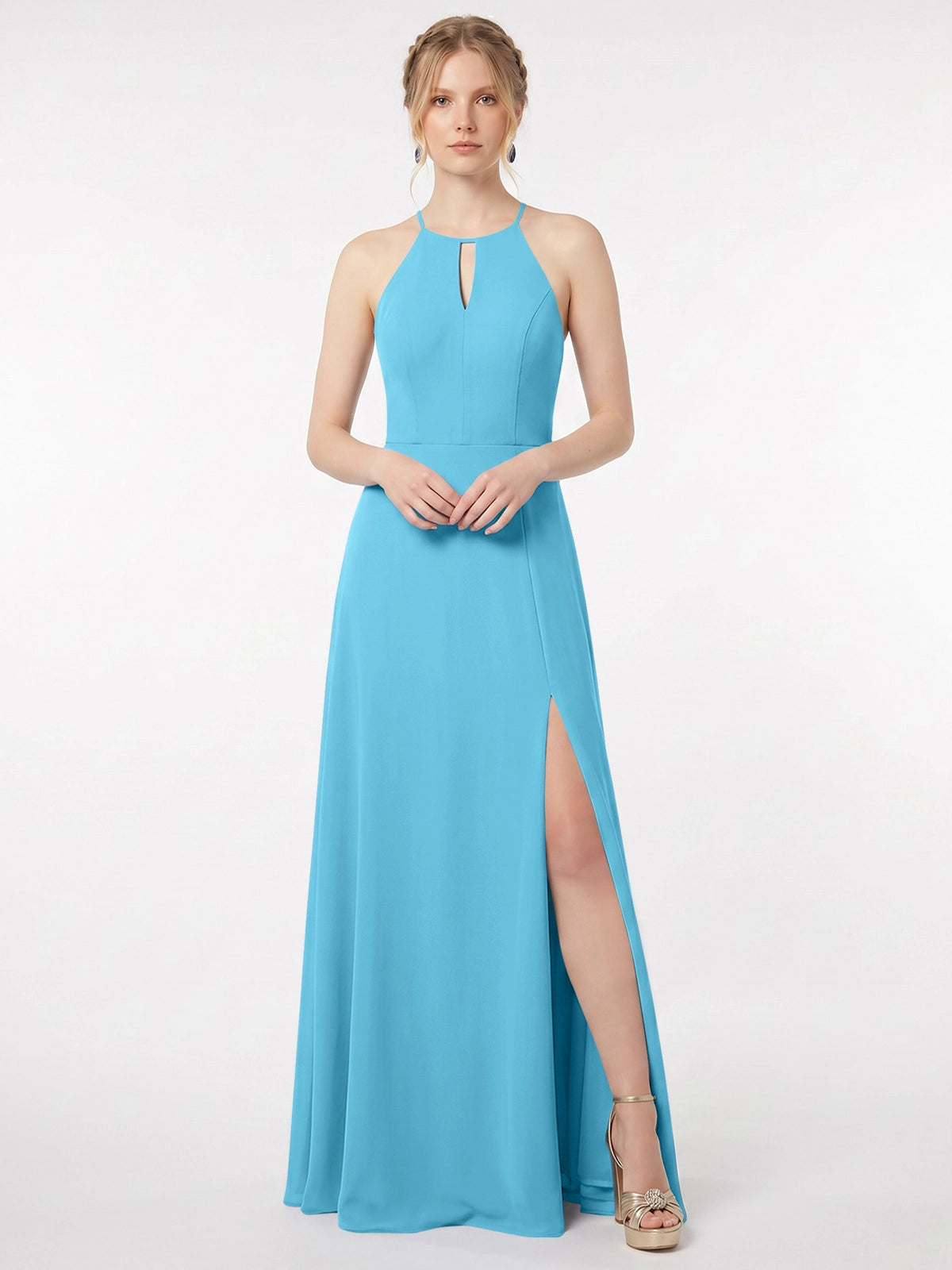 Chiffon Bridesmaid Dress with Halter 