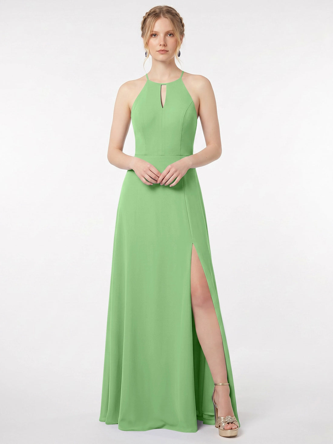 Chiffon Bridesmaid Dress with Halter 