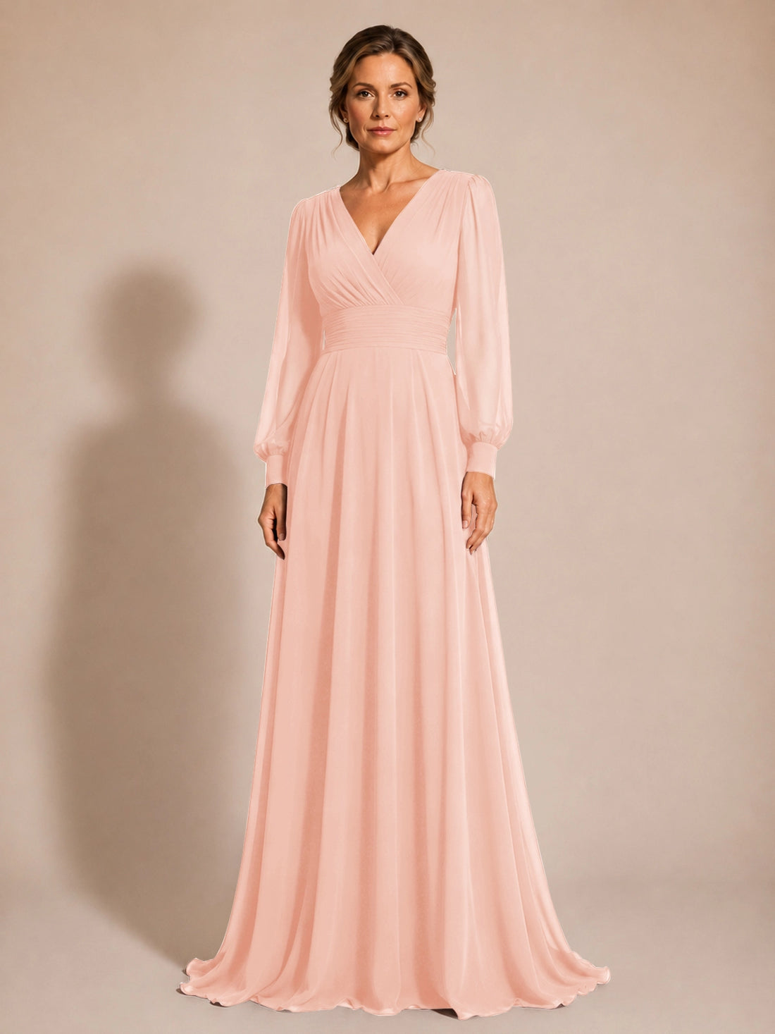 Chiffon Mother of the Bride Dress with Long Sleeves 