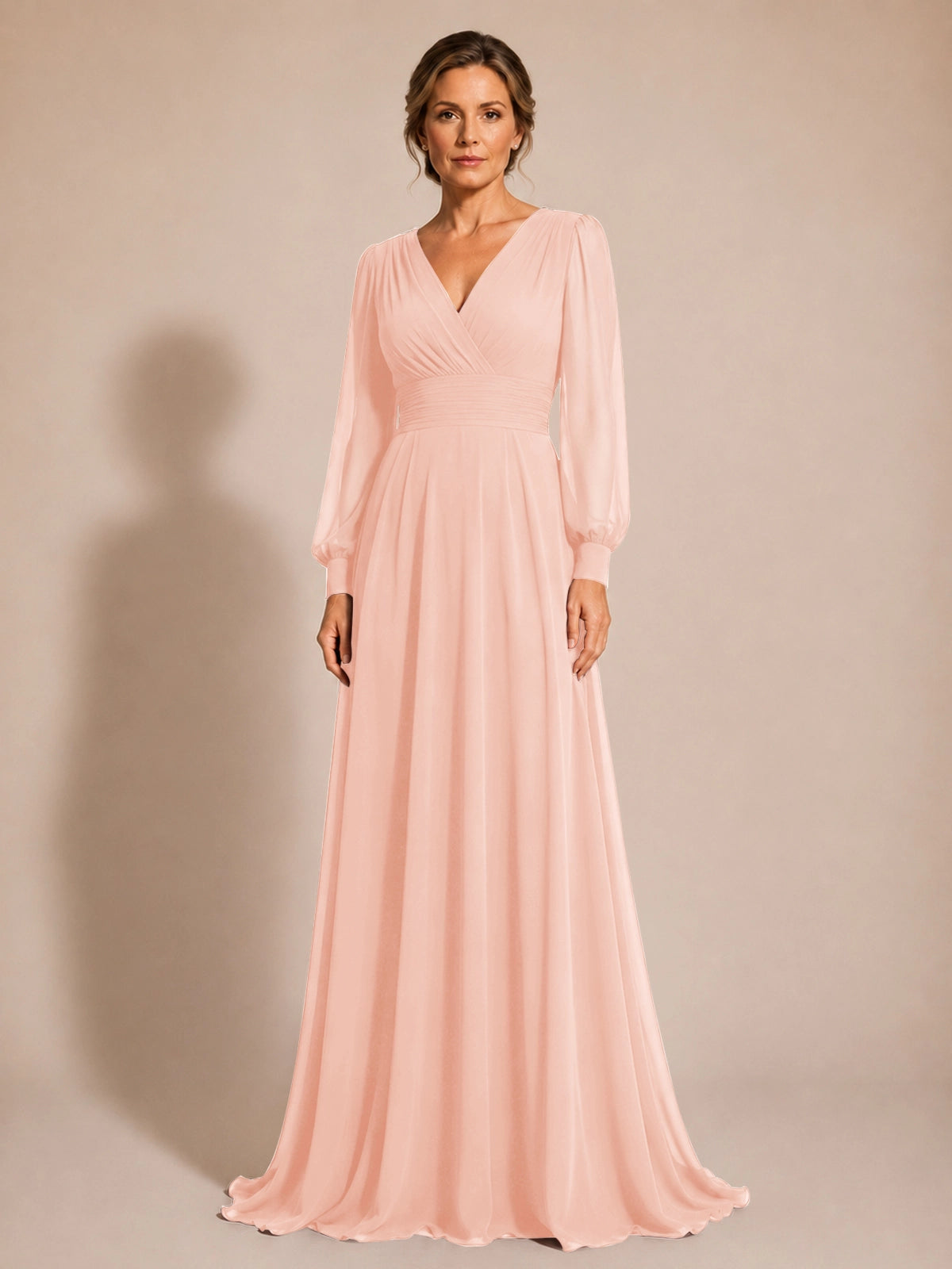 Chiffon Mother of the Bride Dress with Long Sleeves 