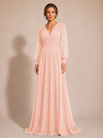 Chiffon Mother of the Bride Dress with Long Sleeves 