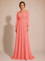 Chiffon Mother of the Bride Dress with Long Sleeves 