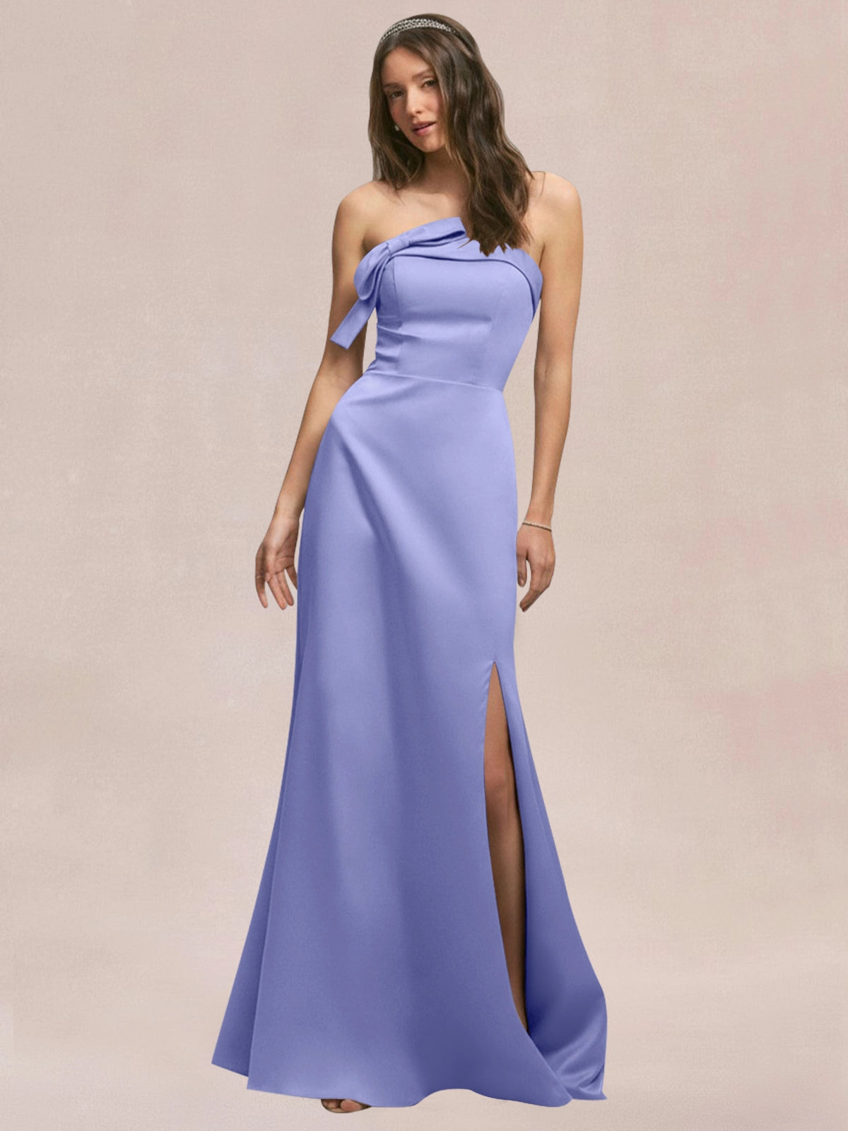 Satin Bow Accent Bridesmaid Dress 