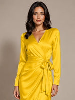 Silk-like Mother of the Bride Dress with Self-Tie Sash 
