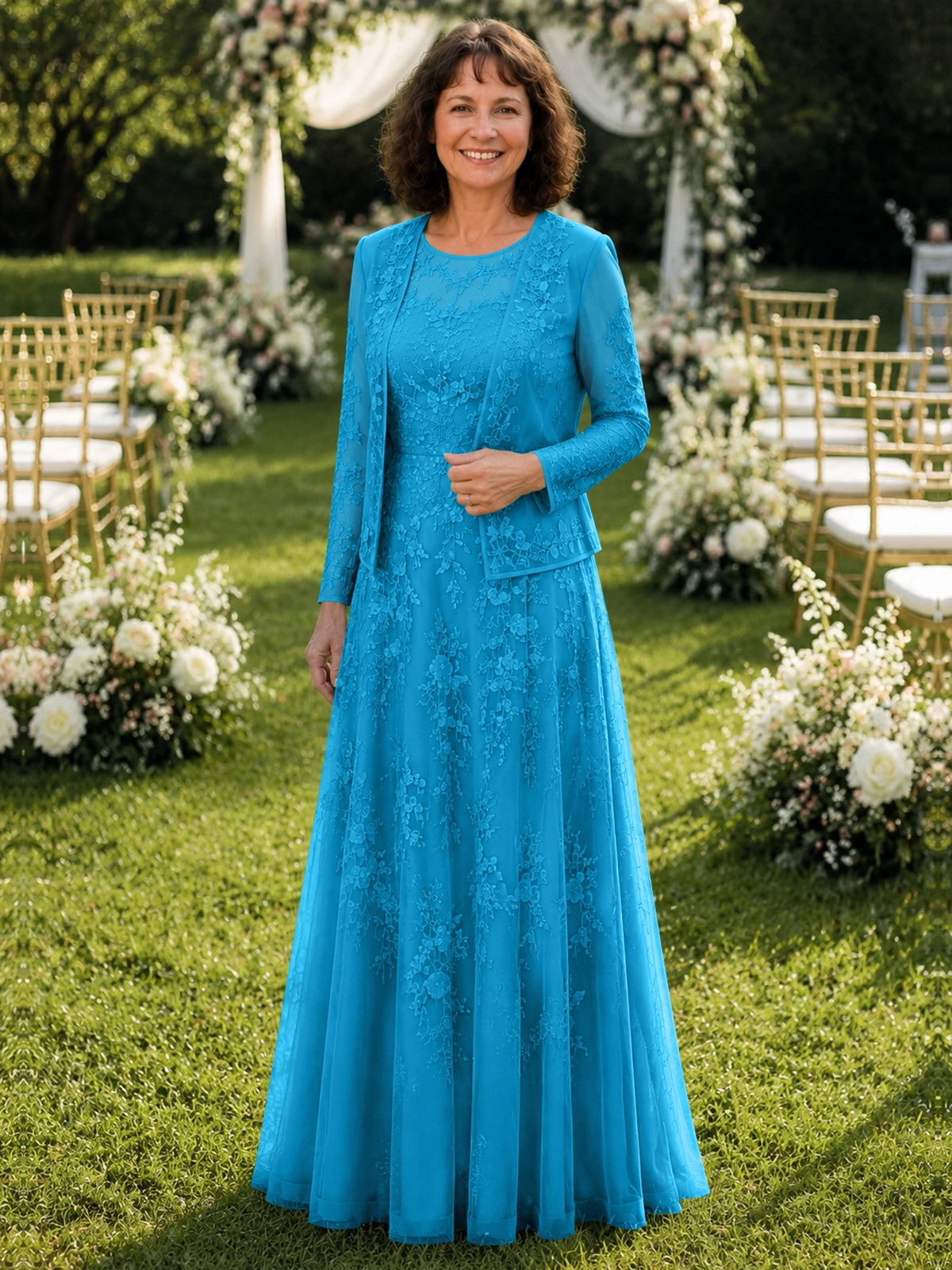 A-line Mother of the Bride Dress with Lace 