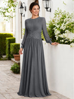 Chiffon Mother of the Bride Dress with Jewel Neckline 
