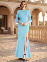 Chiffon Mother of the Bride Dress with 3/4 Sleeves