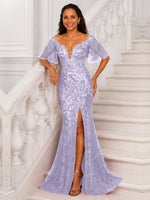 Mermaid Mother of the Bride Dress with V-neck 