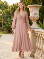 A-line Bridesmaid Dress with Long Sleeves 