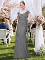Flowy Ruffle Sheath Bridesmaid Dress 