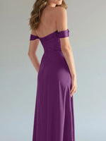 Off-the-Shoulder Slit Bridesmaid Dress 