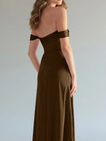 Off-the-Shoulder Slit Bridesmaid Dress 