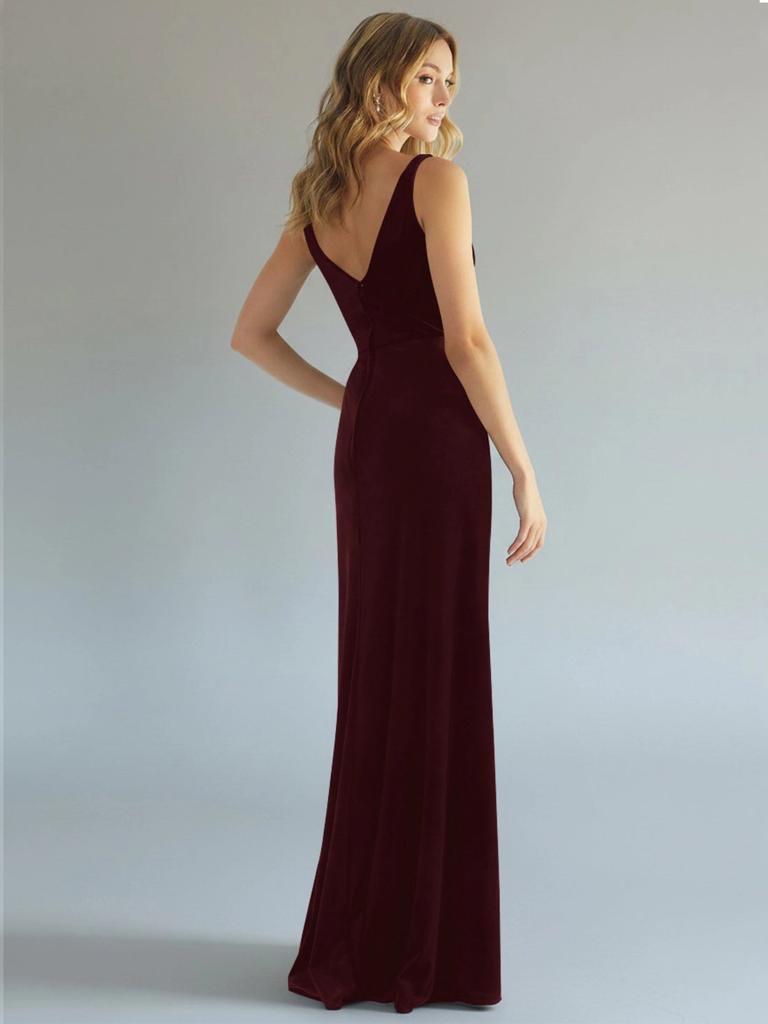 Velvet Bridesmaid Dress with Slit 