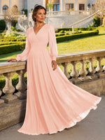 Chiffon Mother of the Bride Dress with Long Sleeves 
