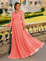 Chiffon Mother of the Bride Dress with Long Sleeves 