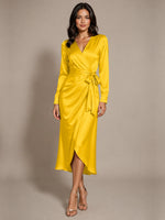 Silk-like Mother of the Bride Dress with Self-Tie Sash 