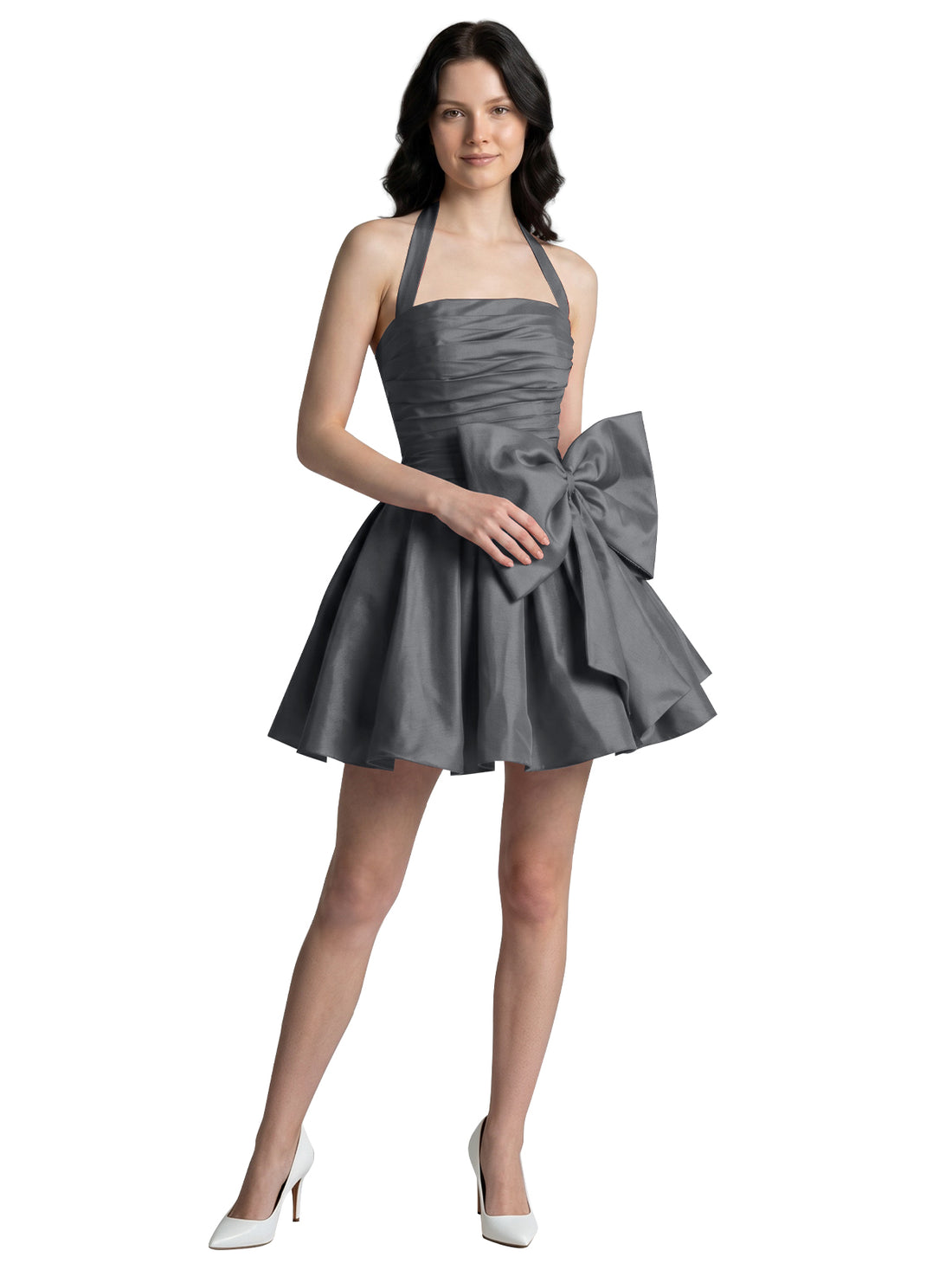 Halter Oversized Bow Mini Dress 
