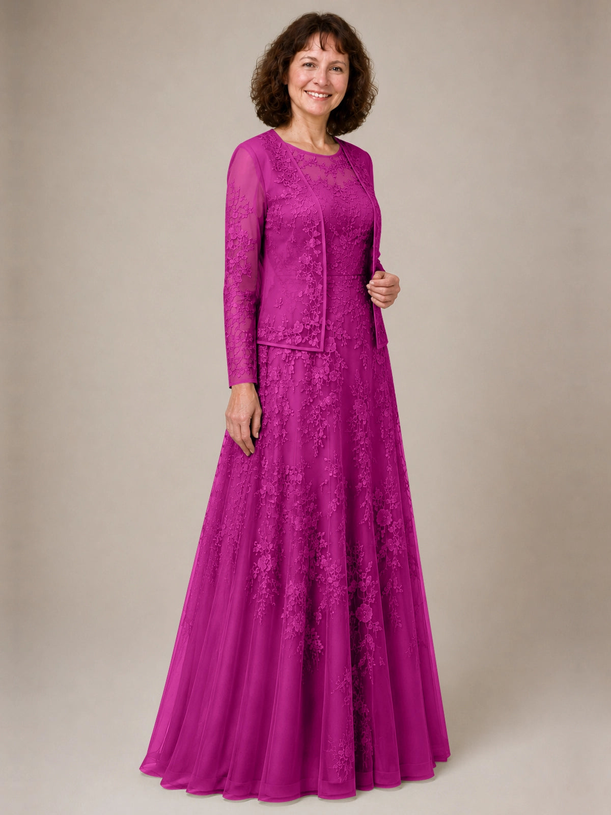 A-line Mother of the Bride Dress with Lace 