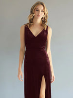 Velvet Bridesmaid Dress with Slit 