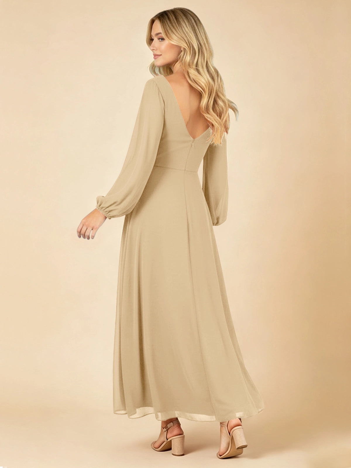 A-line Bridesmaid Dress with Long Sleeves 