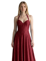 Halter Beaded Prom Dress 
