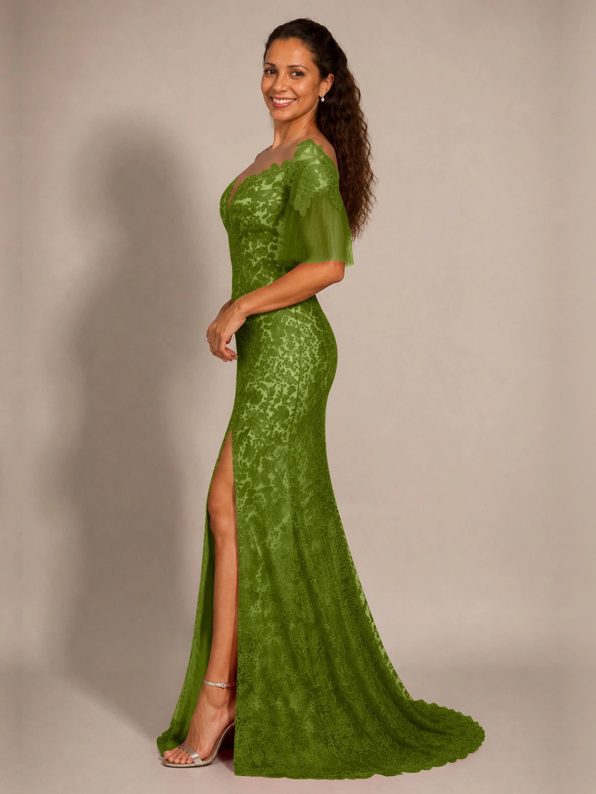Mermaid Mother of the Bride Dress with V-neck 