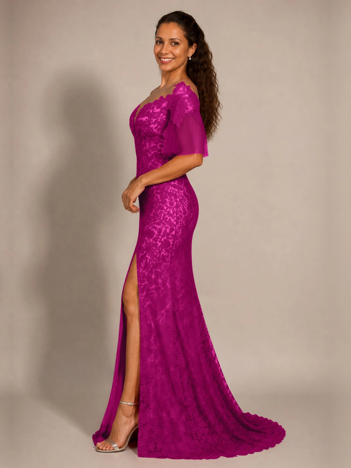 Mermaid Mother of the Bride Dress with V-neck 