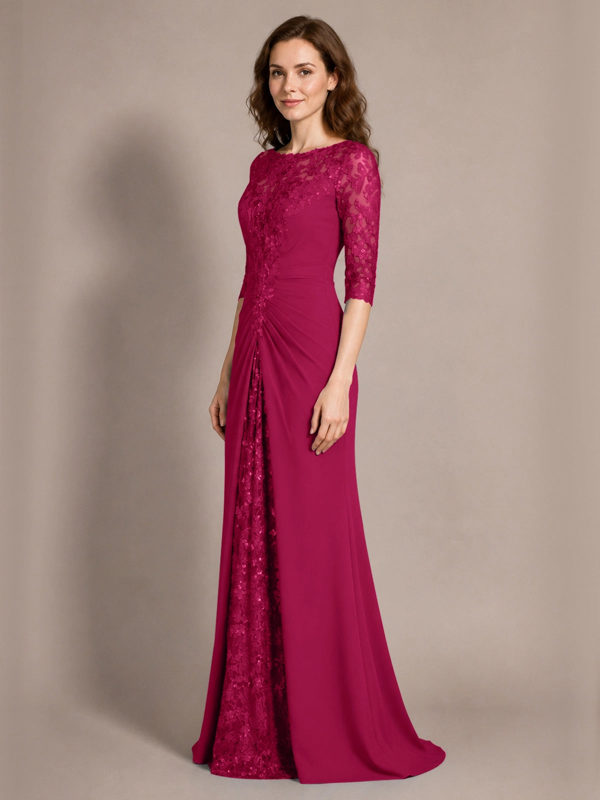 Lace Mother of the Bride Dress with Applique 