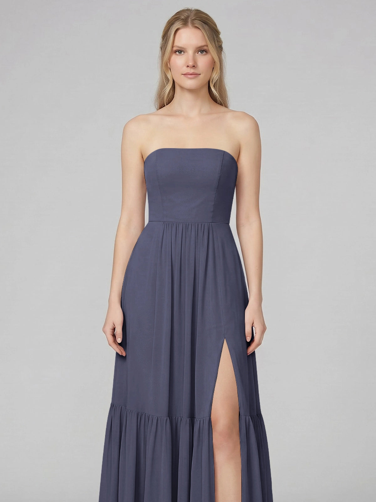 Strapless Bridesmaid Dress with Slit 