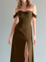 Off-the-Shoulder Slit Bridesmaid Dress 